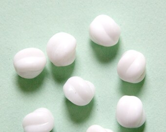 Vintage Opaque White German Glass Melon Beads grm012C