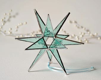 12 Point Moravian Star. Light Windsor Blue Star. Stained Glass Star. 6,5"