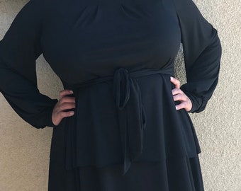 luisalove30~ "Diana" double peplum Tie belt top *Black