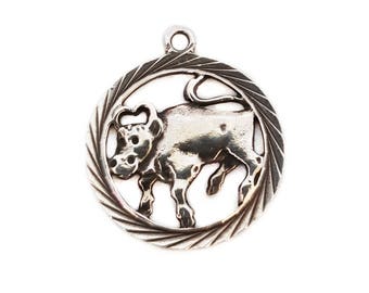 Vintage Sterling Silver Zodiac Taurus Charm