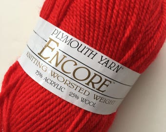 Acrylic yarn worsted, Acrylic Wool yarn, red yarn chunky, yarn for knitting, Plymouth yarn, Encore, knitting worsted weight, destash yarn