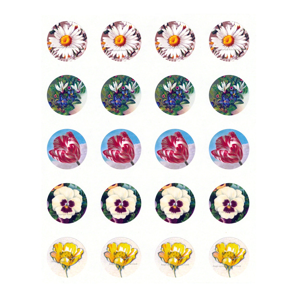 Flower Stickers Envelope Seals Vintage Style Set of 8