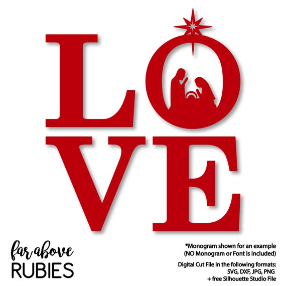 Download Christmas LOVE Nativity Word Art SVG DXF png jpg digital