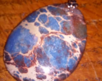 1 3/4 inch STUNNING>> Dark Blue, Sea Sediment Jasper, Gemstone, Sterling Silver Pendant