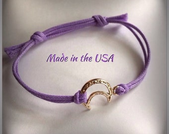 Moon bracelet DAINTY gold moon bracelet Charm bracelet Moon jewelry Friendship bracelet Adjustable Best friend bracelet BFF gift Moon charm