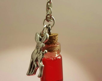 Glass vial with Rehanhänger on silver necklace