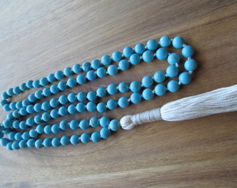 Turquoise Mala Beads, 108 Bead Mala, Tassel Necklace, Prayer Beads, Yoga Mala, Yoga Gift, Japa Mala, Gemstone Mala, Mala Necklace