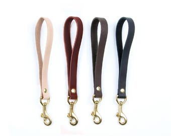 LEATHER Wrist Strap Key Fob. Leather Strap for Keys. Leather Key Chain. Clip Keychain.