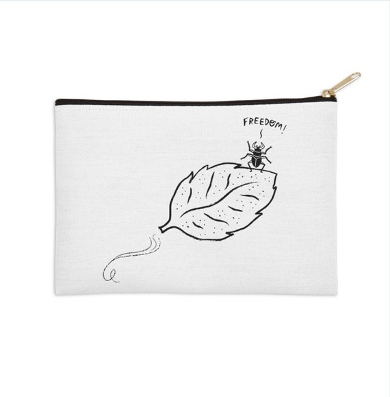 The Gleeful Beetle - pencil case - zip pouch - make up bag - 8.5" x 6" / 12.5" x 8.5"