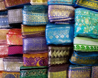 15 Yards Mixed Silk Sari Borders, Sari Trim, SR64