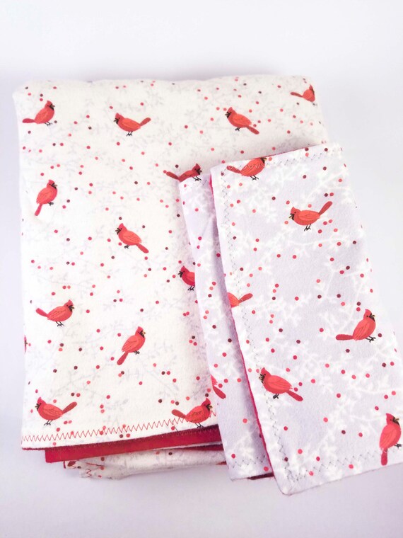 Baby Blanket Gift Set Reversible Swaddle blanket with Red
