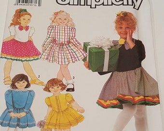 1990 Girls Dress Pattern Size 2-6x Factory Folded