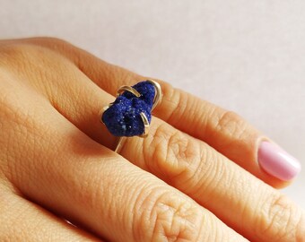 Azurite ring, silver ring, Azurite gemstone, Azurite jewelry, Navy blue ring, Sterling silver