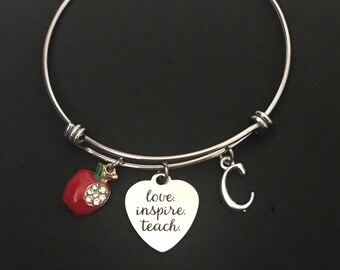 Personalized Teacher Bangle Teacher Bracelet Teacher Gift