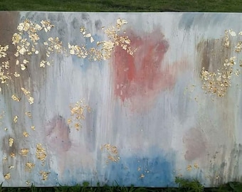 Gold Leafing Canvas Painting