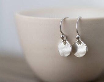 Tiny Sterling Silver Earrings Dangle, Mother's Day Gift Idea, Mother Gift, Gift for Women, Handmade Silver Jewelry Gift for Her by Burnish