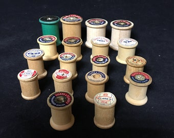 18 Vintage Coats & Clark's and Clark's Wooden Thread Spools