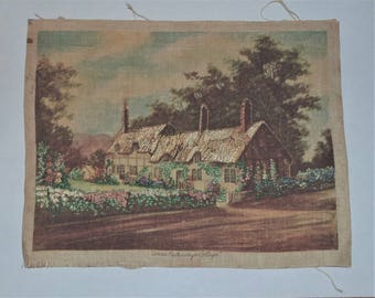Completed Embroidery Needlecraft Project - ANNE HATHAWAY'S COTTAGE - 7"X8-3/4'
