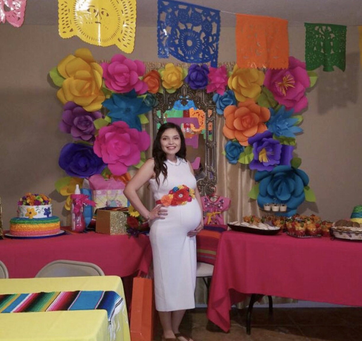 Mexican Fiesta Maternity Sash Multicolored Baby Shower Sash