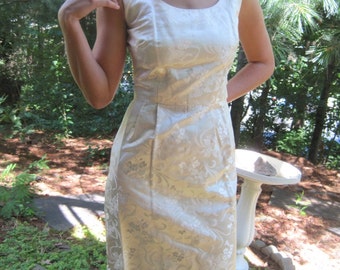 Vintage Ivory Satin Wiggle Dress