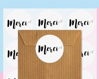 Étiquettes cadeaux merci, Autocollant rond, Stickers merci, sceaux autocollant, Emballage cadeaux, Packaging stickers