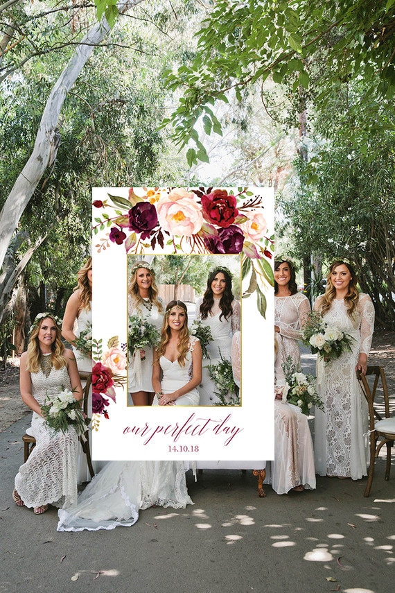 Wedding Photo Booth Frame Wedding Photo Prop Floral Wedding