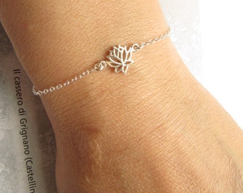 Sterling Silver Lotus Bracelet, Sterling Silver Bracelet, Zen Bracelet