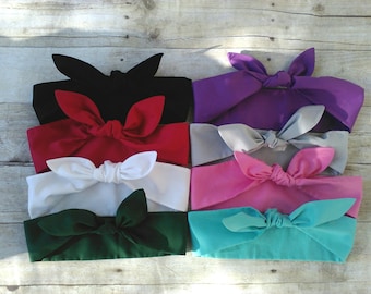 Colors!! Headband bandana top knot hair tie bow made by FlyBowZ!