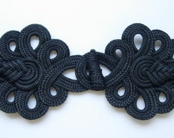 MR05-7 Macrame Fastener Frog Closure Knot Ornament Black