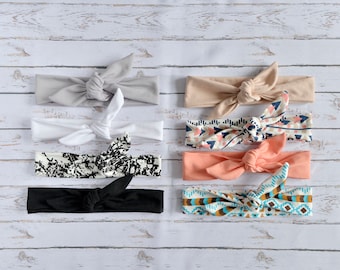 Set of 8 headbands Top Knot Headband Adult, Available different colors/patterns