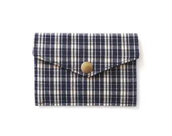 Plaid Card Wallet Minimalist Snap Wallet