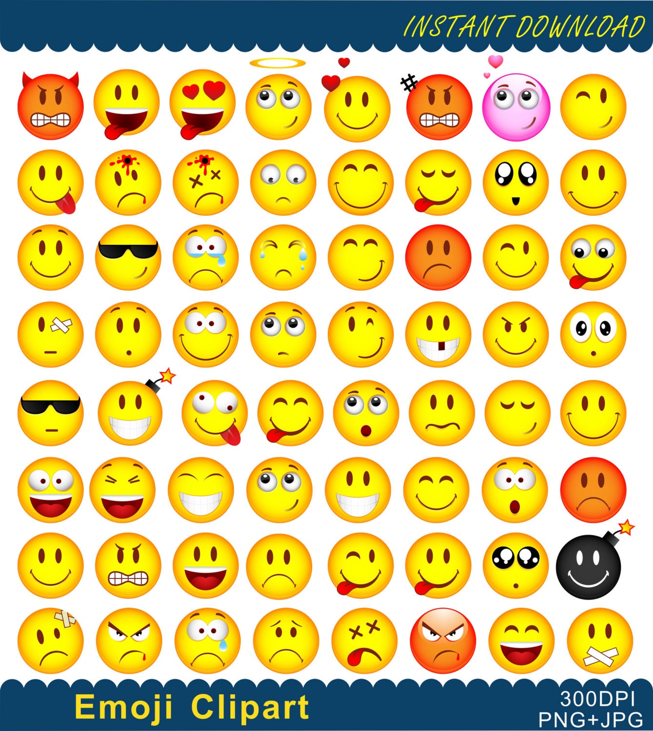 Emoji Clipart Emoji Printable Emoticons Collage Clip Art Smiley Face