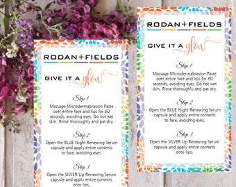 PRINTABLE Rodan and Fields Mini Facial Cards, Business Cards Size, Rodan And Fields Mini Facial Card Give it a Glow, Instant Download RF007