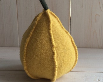 Pear Pincushion - Yellow Bartlett - Felted Wools - Large