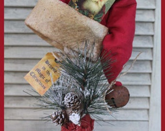 Primitive cloth doll PATTERN "Santa Hat Make-do"