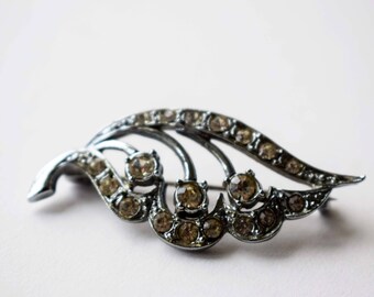 Vintage Brooch, Marcasite Brooch, 1950's Brooch, Flower/Leaf Brooch