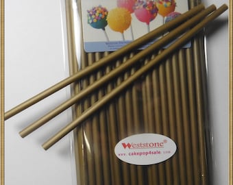 Gold and Silver - 50pcs 6" or 4" x 5/32" Plastic Lollipop Sticks for Cake Pops