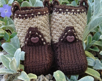 Hand knit baby booties - Cowboy Boot-ies