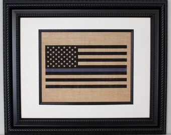 POLICE Gift - Thin Blue Line Flag - State Police, Law Enforcement, Deputy, State Trooper -  Home Decor on Burlap