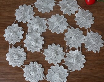 Lovely Venice/Venise Lace Trim In White, Floral Embroidery Polyester Lace Fabric, Bridal Trim Lace Sell By Yard