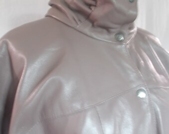 Vintage leather jacket 80s Taupe Leather Jacket size small medium