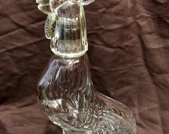 Rooster Decanter - Clear glass chicken bottle - Very unique!