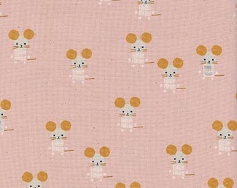 Sunshine Mice, Little Friends in Pink by Cotton and Steel /Quilting cotton /Fabric Canada/ half yard