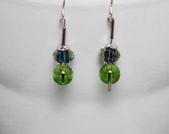 Lime and blue earrings-A271
