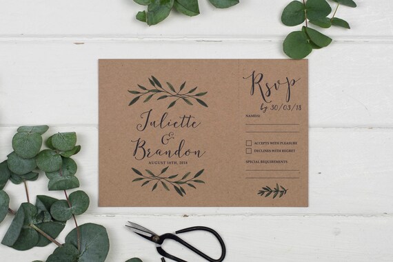 Rustic Wedding Invitation - A5 Woodland Kraft