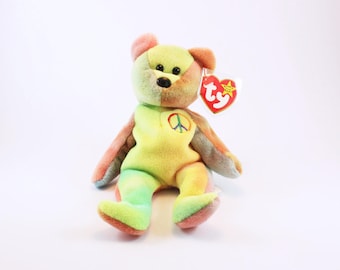 Vintage Original Ty Peace Beanie Baby 1996 Retired RARE, Mint Condition with Good Tags, Bear Beanie Baby, free shipping