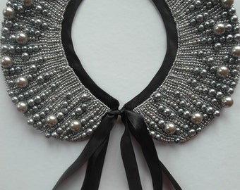 Handmade pearl collar, necklace vintage style