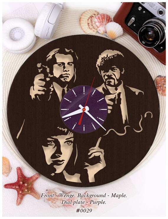 Pulp Fiction clock/Wooden clock/Plywood clock/Handmade clock