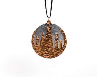 Doctor Who Gallifrey Copper and Aluminium Handmade Whovian Pendant