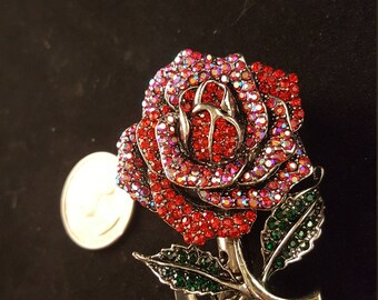 Rhinestone Red Rose Nurse Badge
